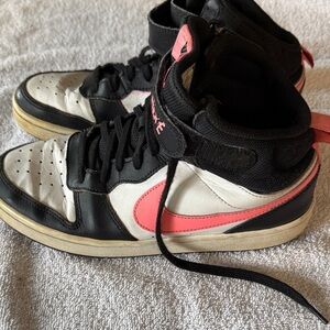 Nike High-Top Sneakers in Black, White & Pink Coral